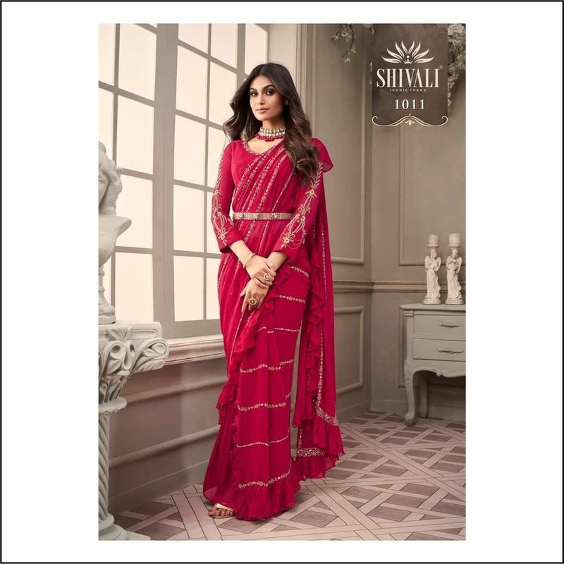 S4u Shivali Dno 1011 Fancy With embroidery Work Stylish Designer Party Wear Indo Western Saree