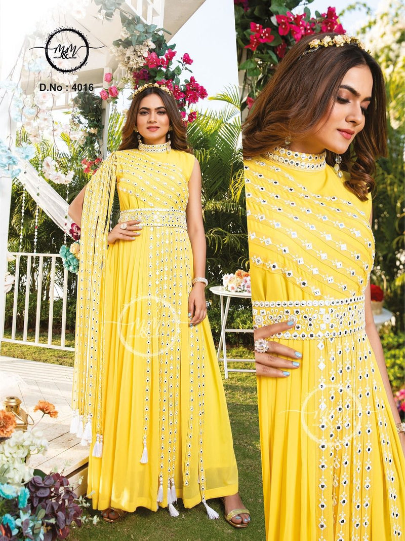 M&M Dno 4016 Georgette With Fancy Stylish Designer Party Wear Long Gown
