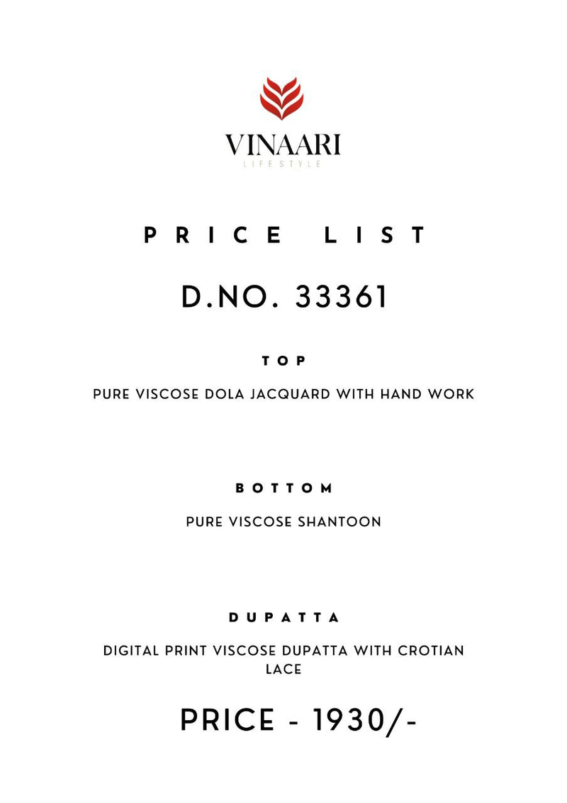 Vinaari Dno 33361 Pure Viscose With Heavy Hand Work Stylish Designer Party Wear Fancy Kurti