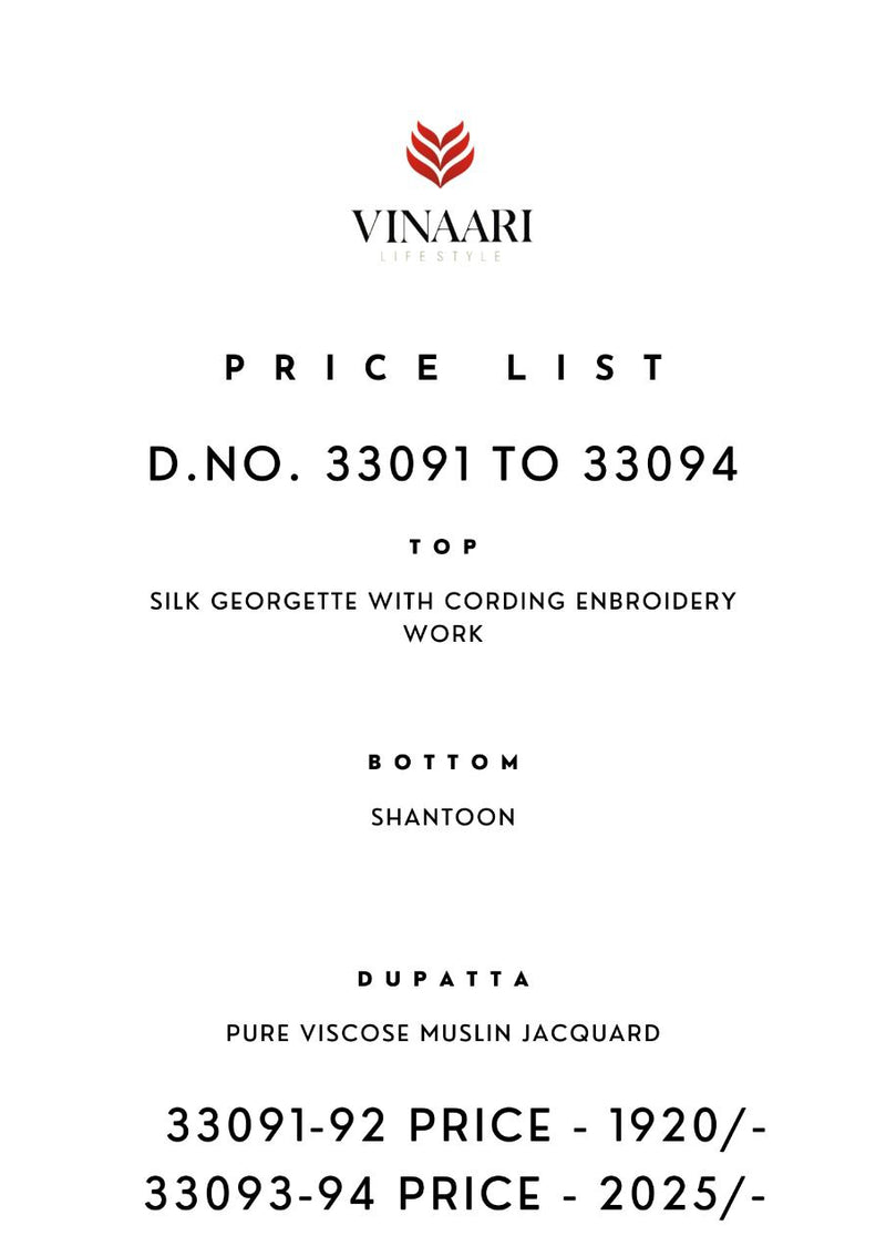 Vinaari Dno 33093 Pure Viscose With Heavy Hand Work Stylish Designer P