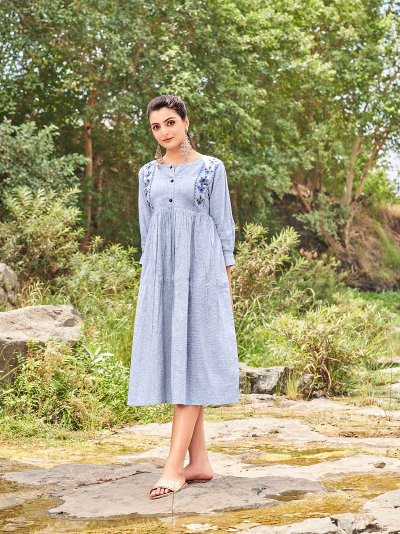 Vitara Floret Khadi Cotton Stylish Designer Fancy Casual Wear kurti