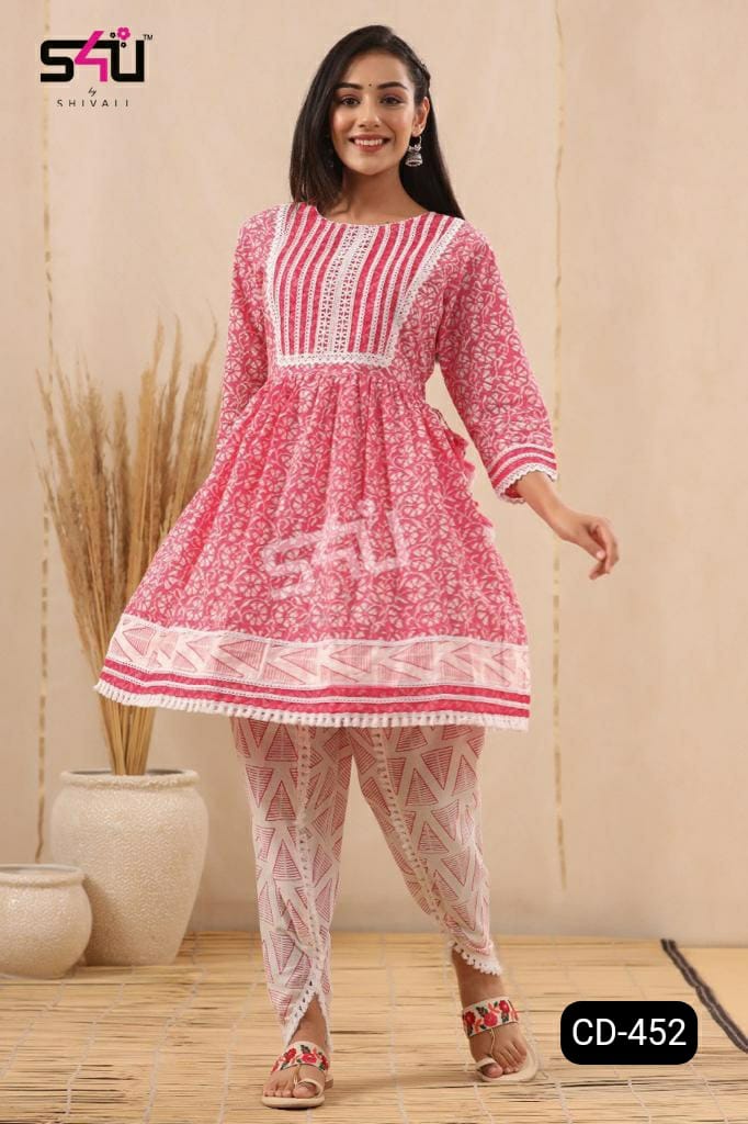 S4u Shivali Dno Cd 452 Pure Cotton With Hand Work Stylish Designer Fancy Look Long Kurti