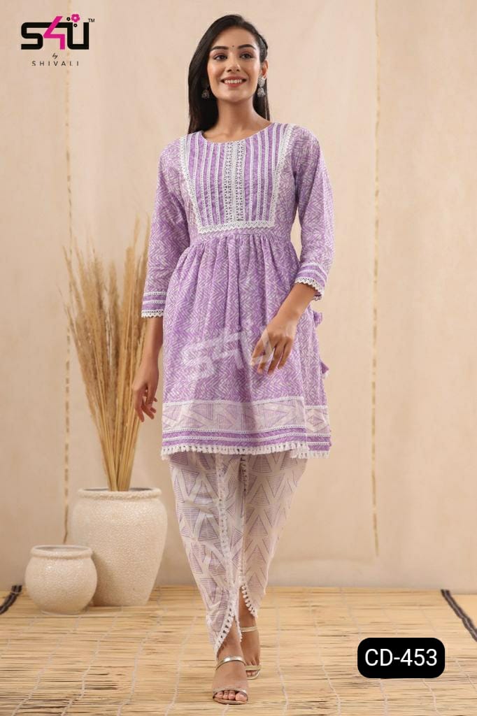 S4u Shivali Dno Cd 453 Pure Cotton With Hand Work Stylish Designer Fancy Look Long Kurti