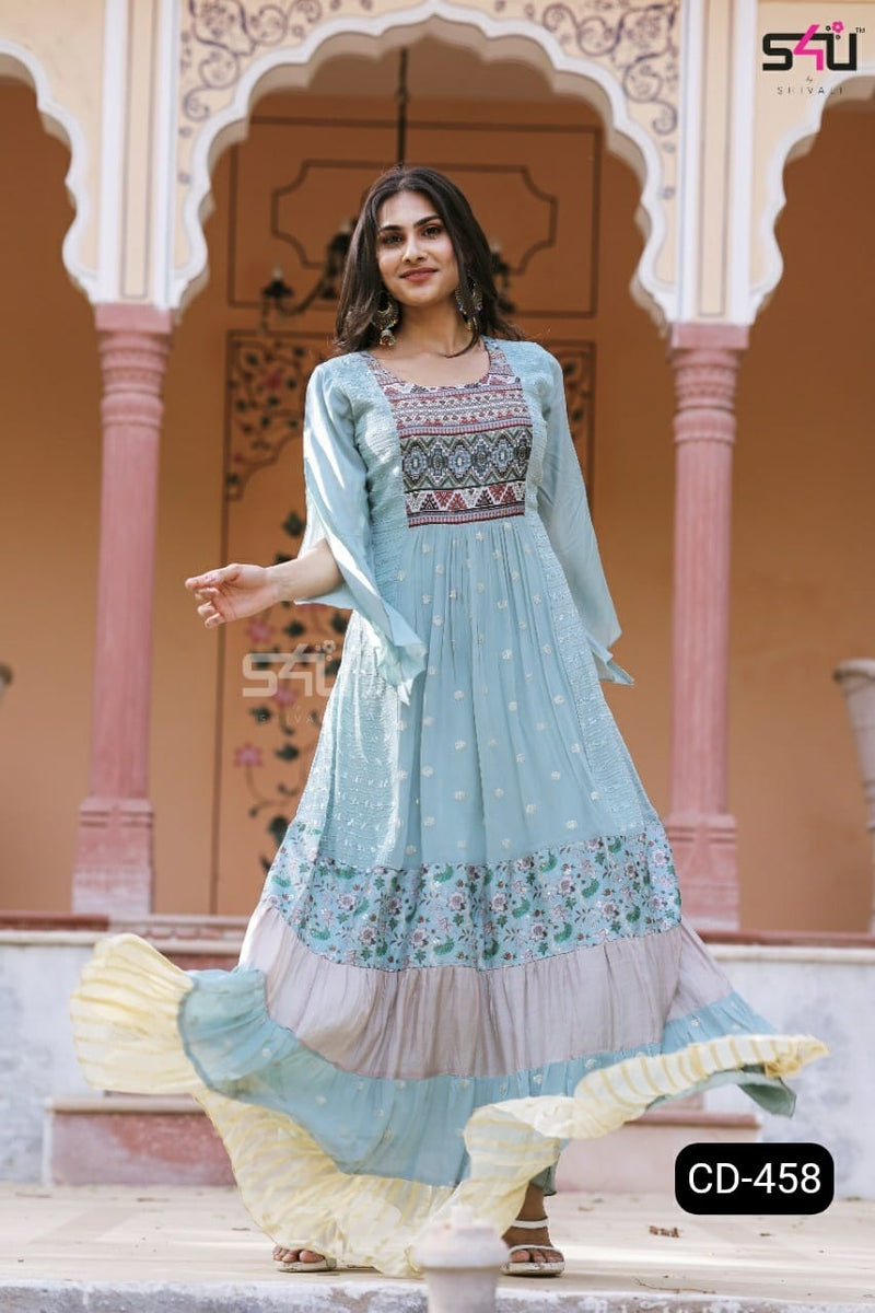 S4u Shivali Dno Cd 458  Pure Cotton With Hand Work Stylish Designer Fancy Look Festive Wear Long Kurti