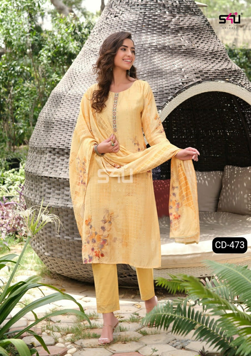 S4u Shivali Dno Cd 437  Pure Cotton With Hand Work Stylish Designer Fancy Look Long Kurti