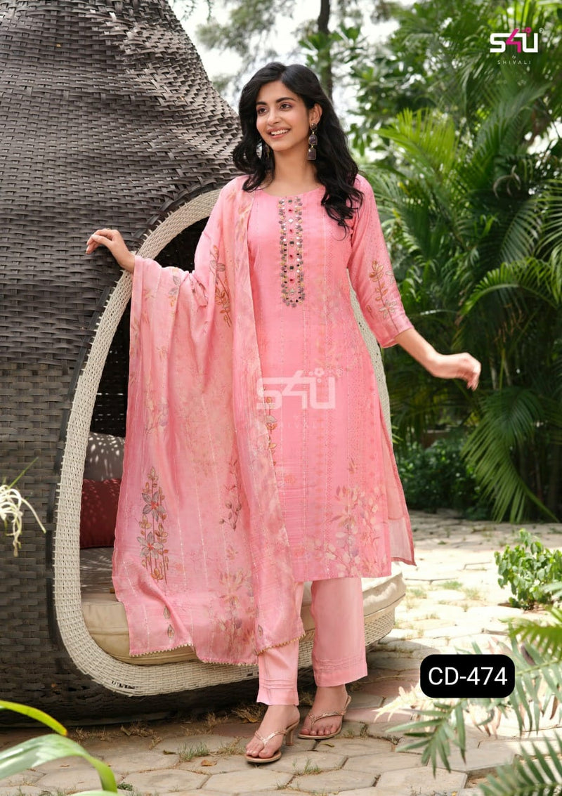 S4u Shivali Dno Cd 474  Pure Cotton With Hand Work Stylish Designer Fancy Look Long Kurti