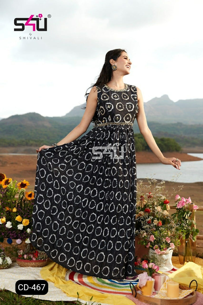 S4u Shivali Dno Cd 467  Pure Cotton With Hand Work Stylish Designer Fancy Look Long Kurti