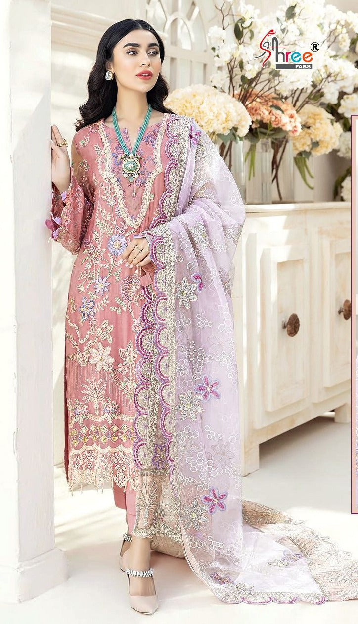 Shree Fabs Dno k 1571 Fox Georgette With Net Embroidery Work Stylish Designer Party Wear Salwar Kameez