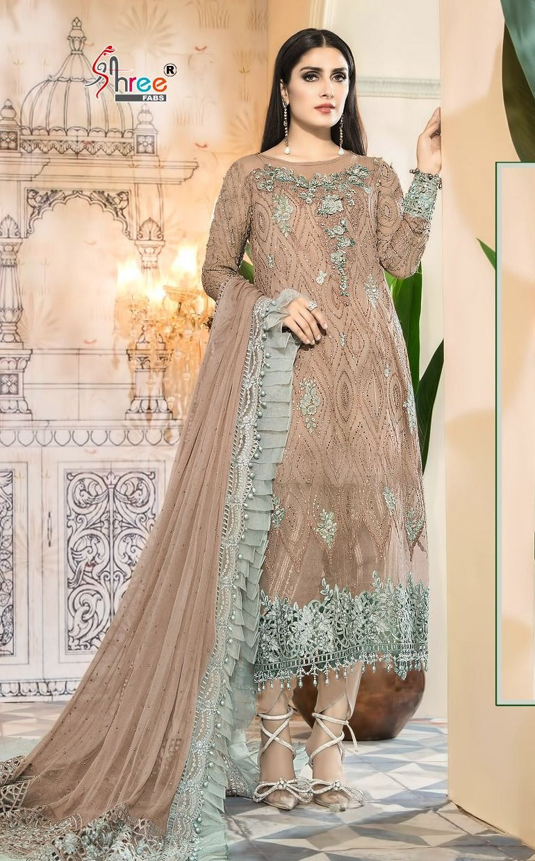 Shree Fabs Dno k 1583 Fox Georgette With Net Embroidery Work Stylish Designer Party Wear Salwar Kameez