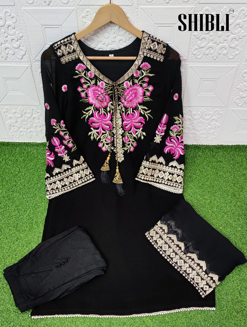 Luxury Dno 11 Fox Georgette With Heavy Embroidery Work Stylish Designer Pakistani Pret Kurti