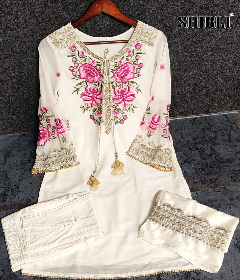 Luxury Dno 11 Fox Georgette With Heavy Embroidery Work Stylish Designer Pakistani Pret Kurti