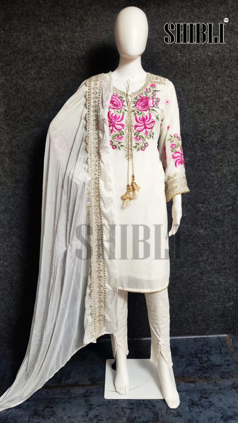 Luxury Dno 11 Fox Georgette With Heavy Embroidery Work Stylish Designer Pakistani Pret Kurti