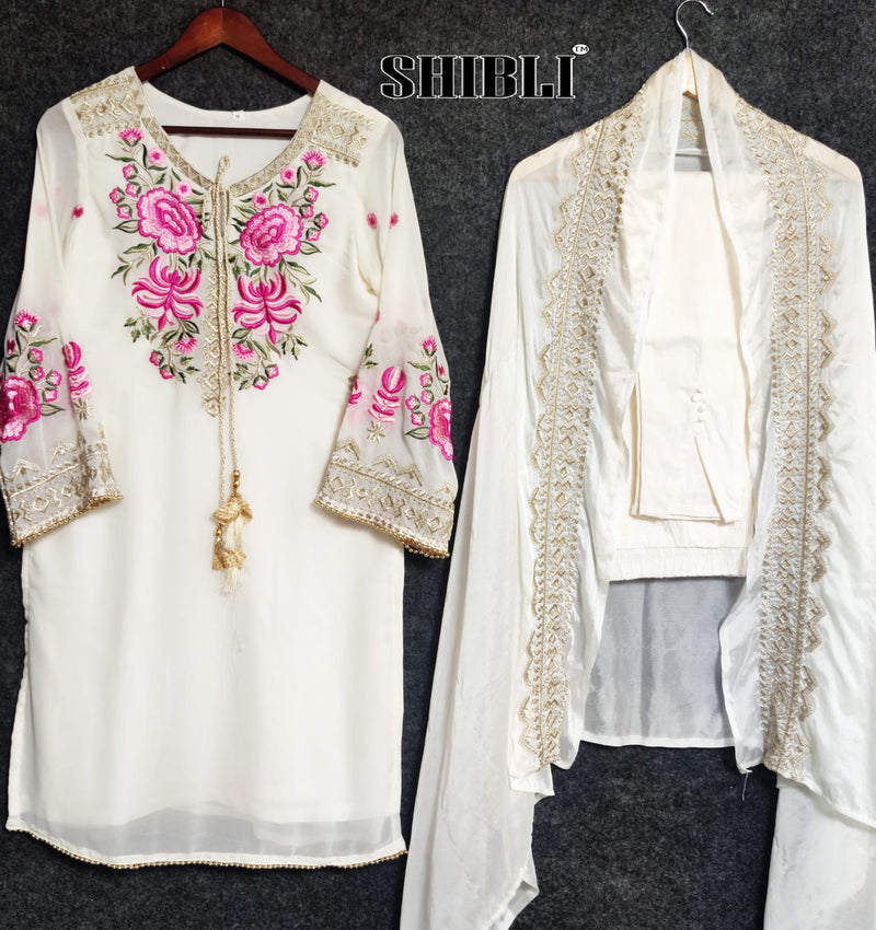 Luxury Dno 11 Fox Georgette With Heavy Embroidery Work Stylish Designer Pakistani Pret Kurti