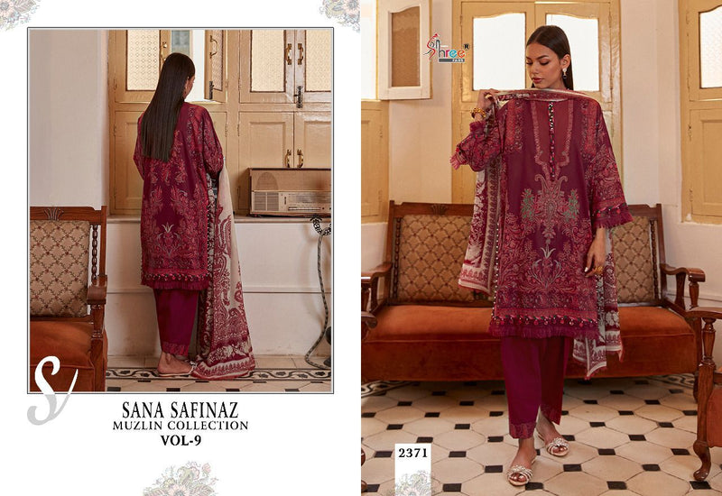 Shree Fabs Sana Safinaz Vol 9 Pure Cotton With Heavy Embroidery Work Stylish Designer Party Wear Salwar Suit