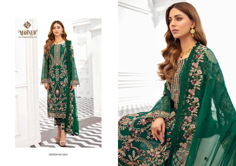 Mahnur Fashion Dno 2001 To 2003 Heavy Georgette Beautiful With Fancy Embroidery Work Stylish Designer Salwar Suit