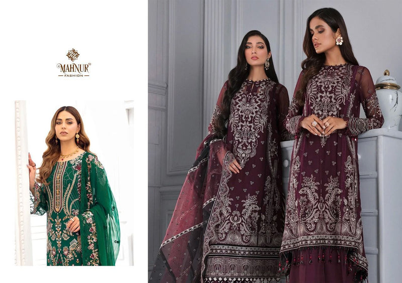 Mahnur Fashion Dno 2001 To 2003 Heavy Georgette Beautiful With Fancy Embroidery Work Stylish Designer Salwar Suit
