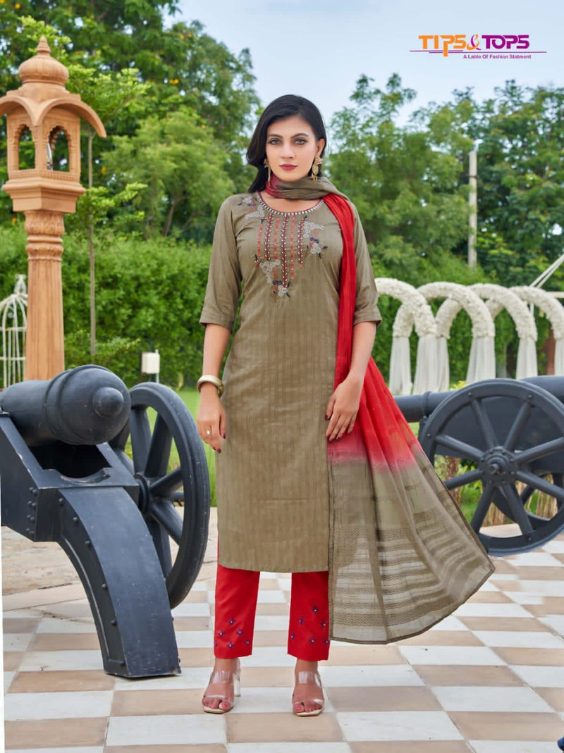 Tips & Tops Odhani Pure Cotton With Heavy Hand Work Stylish Designer Party Wear Fancy Kurti