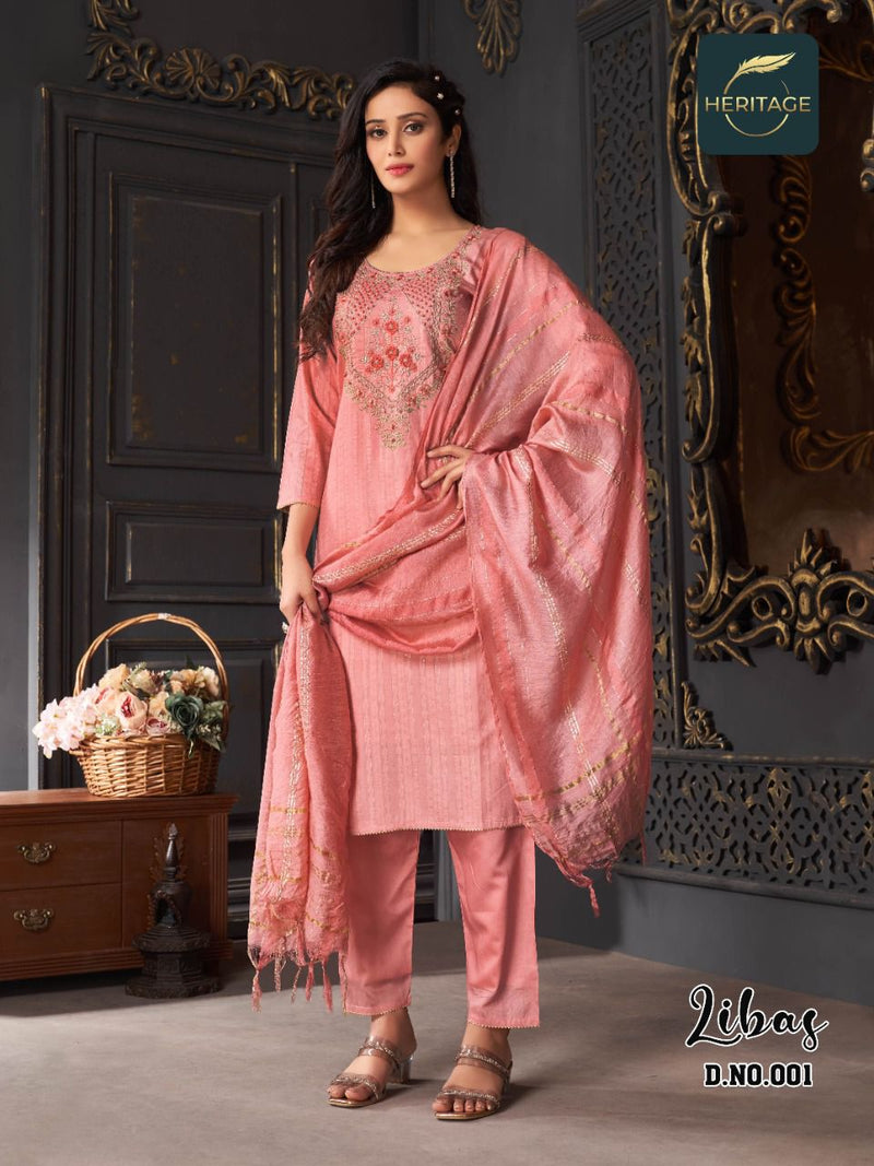 Heritage Libas Silk With Embroidery Work Stylish Designer Casual Wear Fancy Kurti