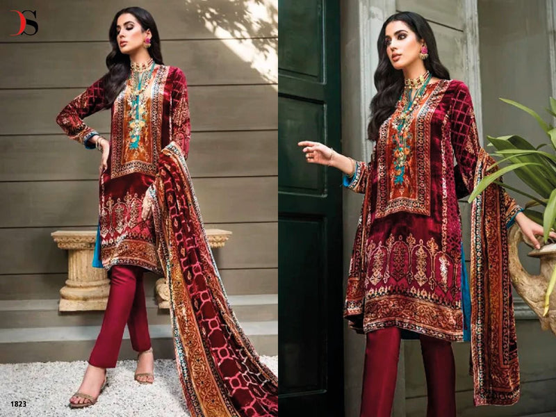 Deepsy Suit Joy Of Winter Velvet With Heavy Embroidery Work Stylish Designer Festive Wear Salwar Kameez