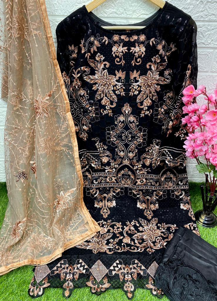 Mushq Dno m 157 Georgette With Heavy Embroidery Work Stylish Designer Party Wear Pakistani Pret Kurti