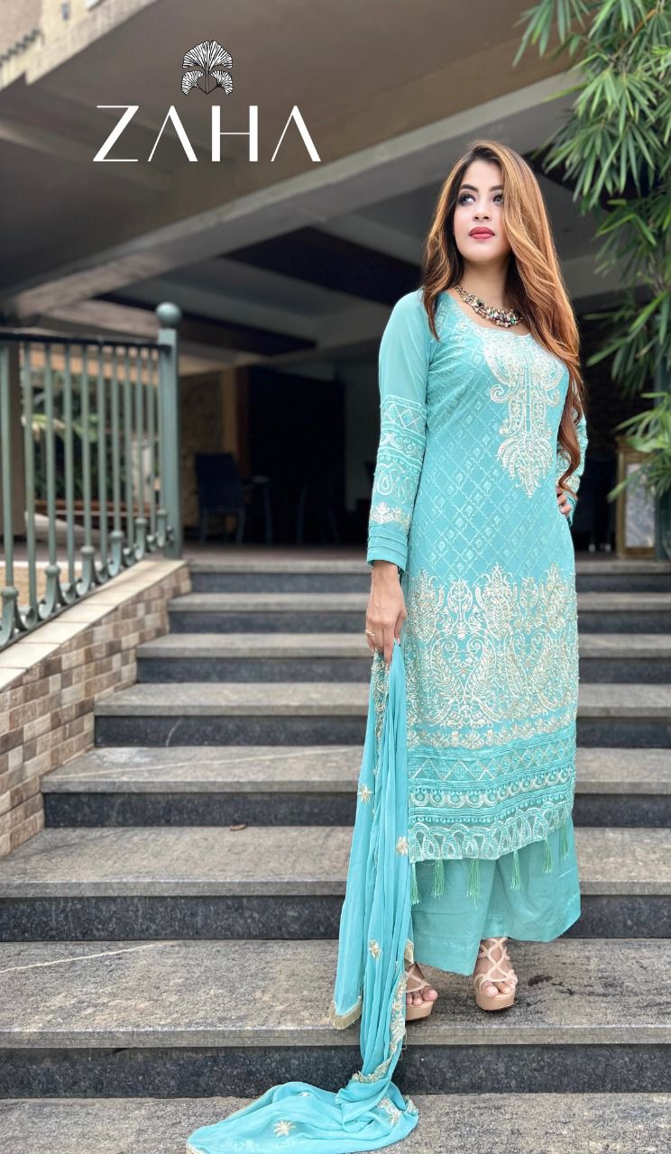 Zaha Dno 10021 Georgette With Heavy Embroidery Work Stylish Designer Pakistani Beautiful Salwar Kameez