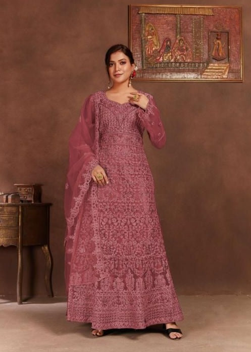 Mishaal Fab Dno 2004 Net With Heavy Embroidery Work Stylish Designer Pakistani Long Gown