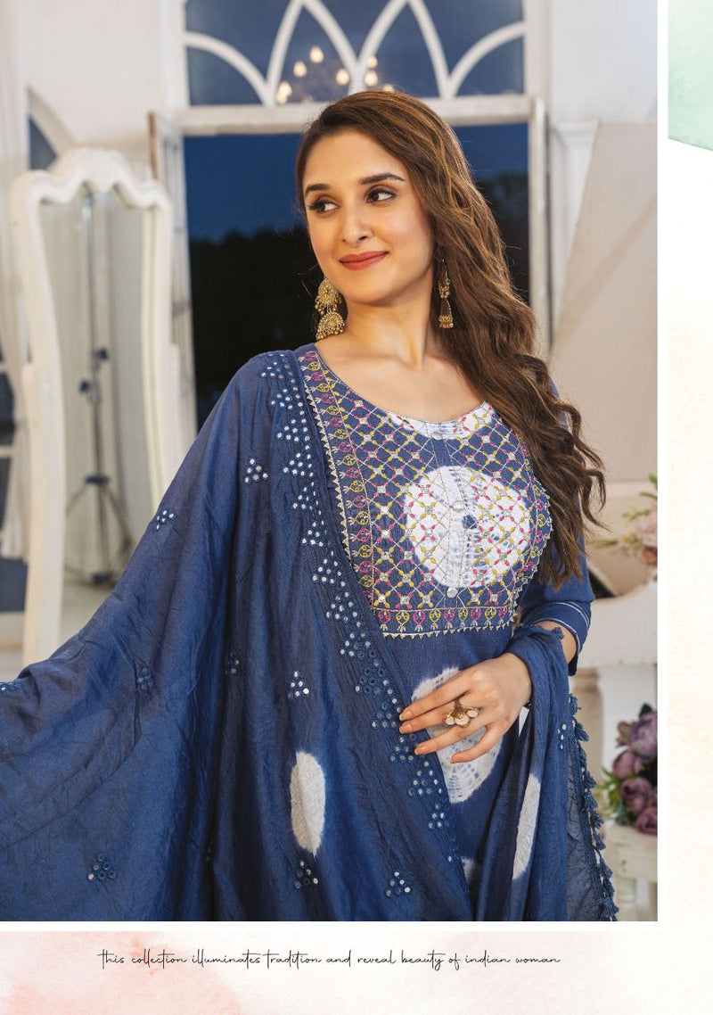 Wanna Shibori Rayon With Fancy Work Stylish Designer Festive Wear Kurti