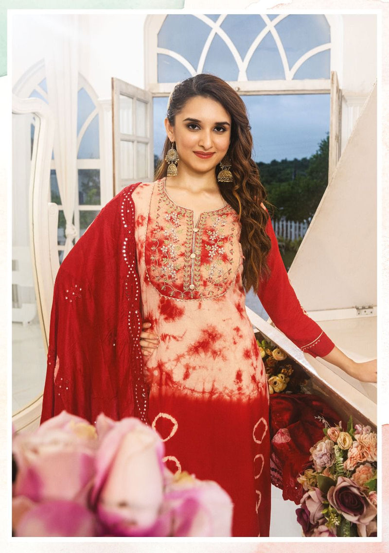 Wanna Shibori Rayon With Fancy Work Stylish Designer Festive Wear Kurti