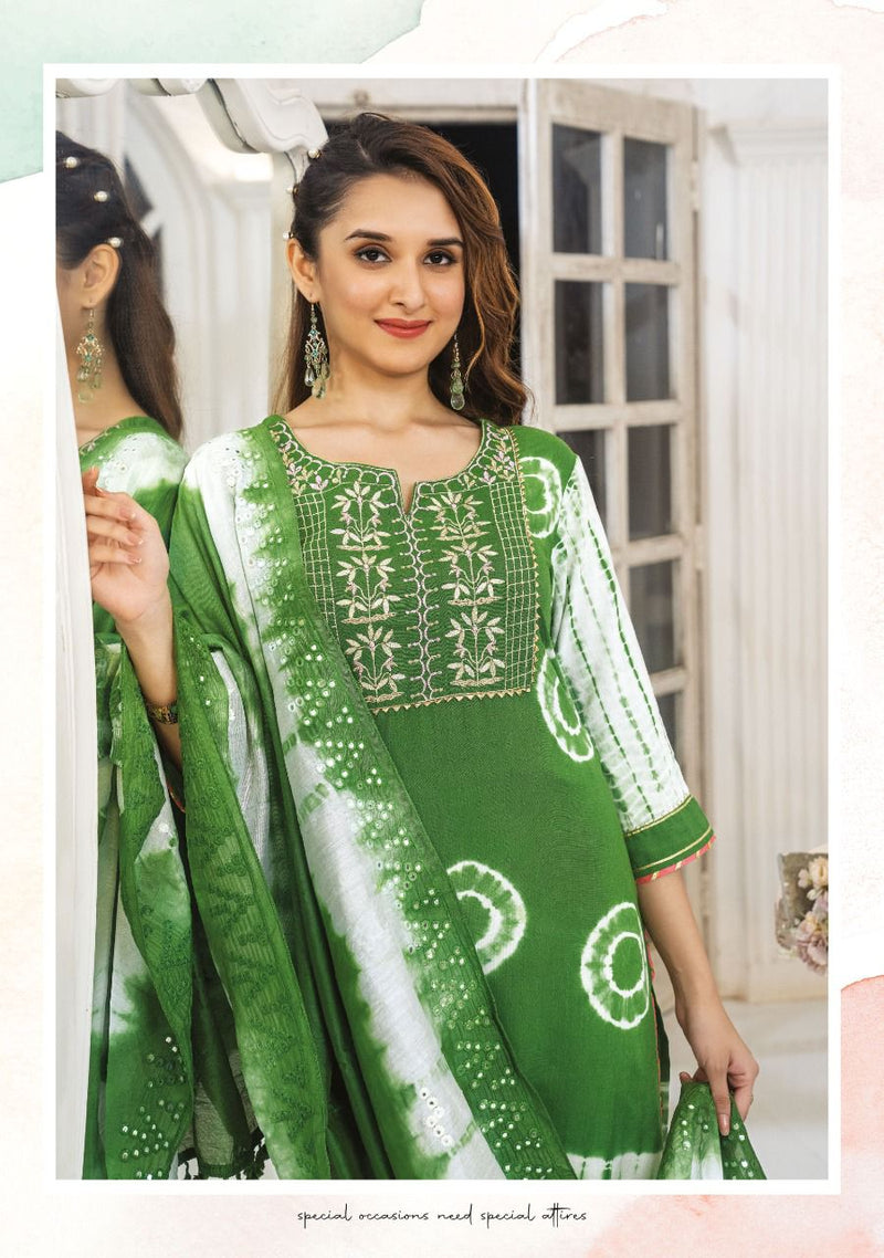 Wanna Shibori Rayon With Fancy Work Stylish Designer Festive Wear Kurti
