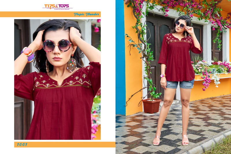 Tip & Top Pulpy Vol 9 Rayon With Heavy Embroidery Work Stylish Designer Fancy Short Kurti