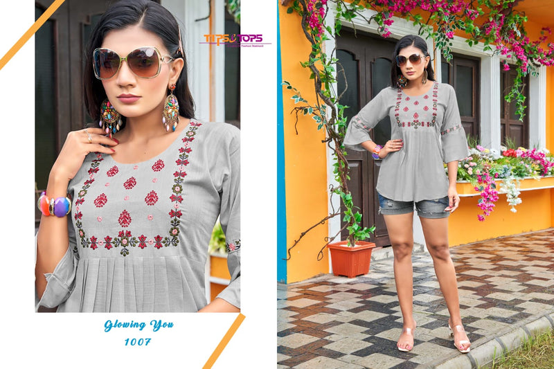 Tip & Top Pulpy Vol 9 Rayon With Heavy Embroidery Work Stylish Designer Fancy Short Kurti