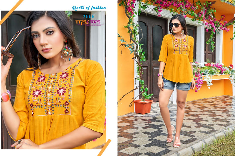 Tip & Top Pulpy Vol 9 Rayon With Heavy Embroidery Work Stylish Designer Fancy Short Kurti