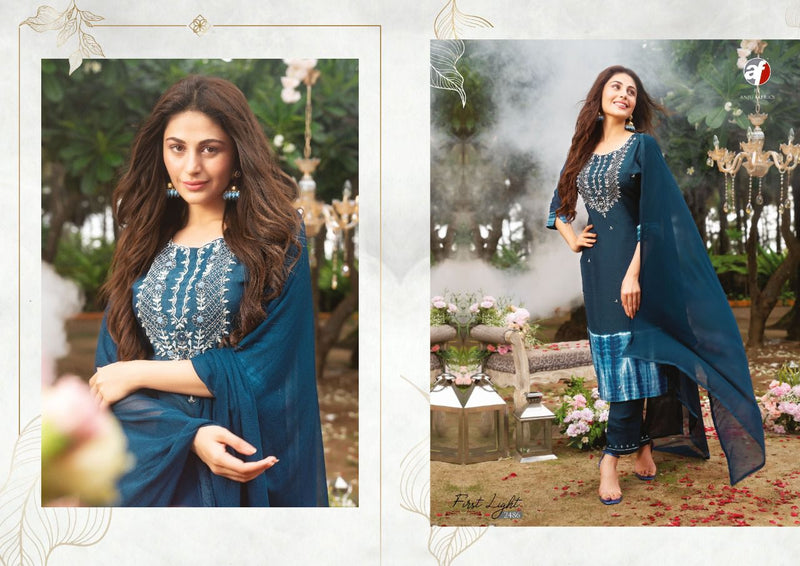 Anju Fab First Light Viscose Silk With Hand work Stylish Designer Casual Look Festive Wear Kurti