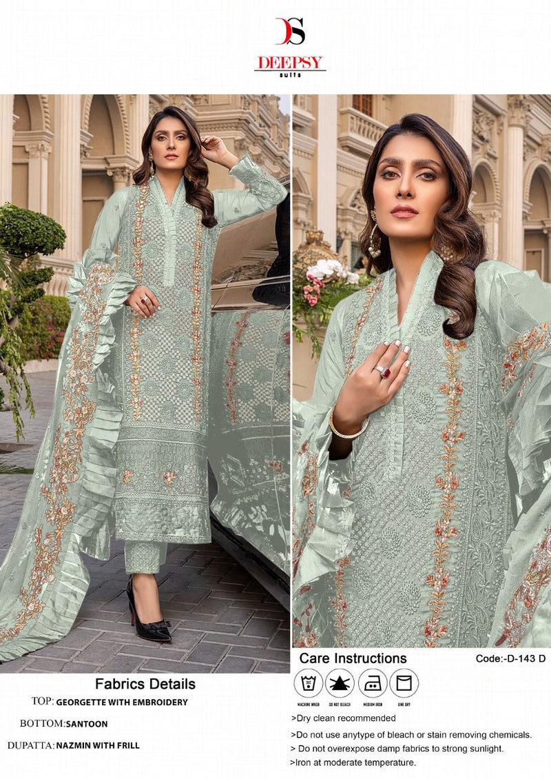 Deepsy Suit Dno 143 D Georgette With Nazmin Embroidery Work Stylish Designer Salwar Kameez