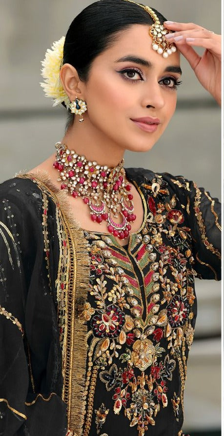 Zaha Dno 10031 B Emaan Adeel Vol 2 Georgette With Heavy Embroidery Work Stylish Designer Salwar Kameez
