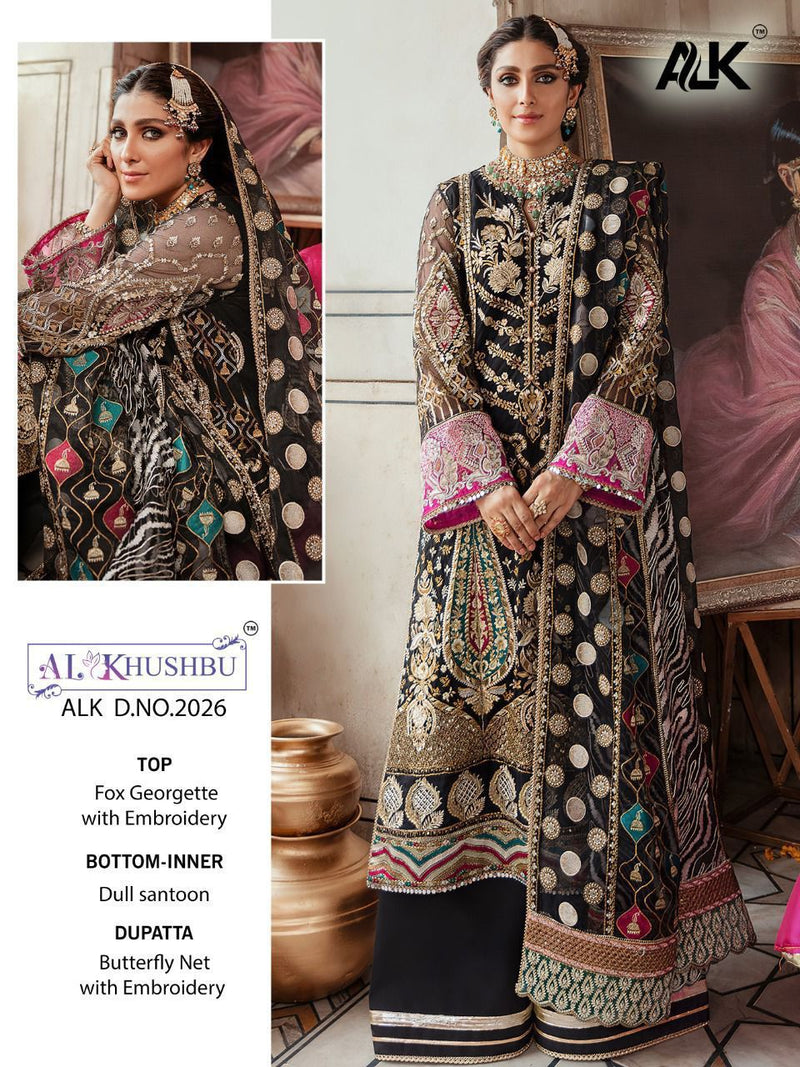 Al Khushbu Dno 2026 Georgette With Heavy Embroidery Work Stylish Designer Salwar Kameez