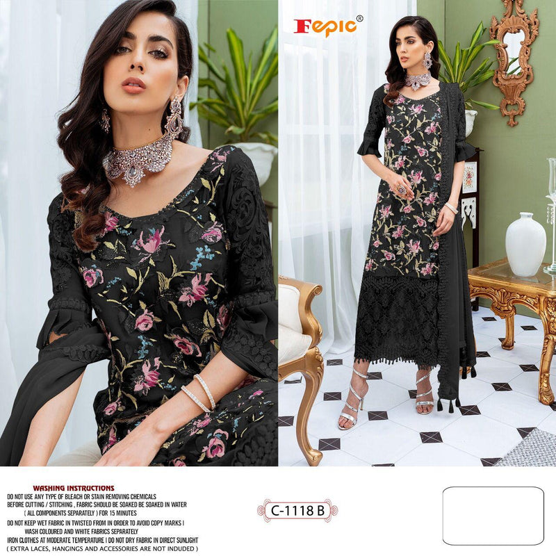 Fepic Suit Rosemeen Dno 1118 B Georgette With Net Embroidery Work Stylish Designer Party Wear Salwar Kameez