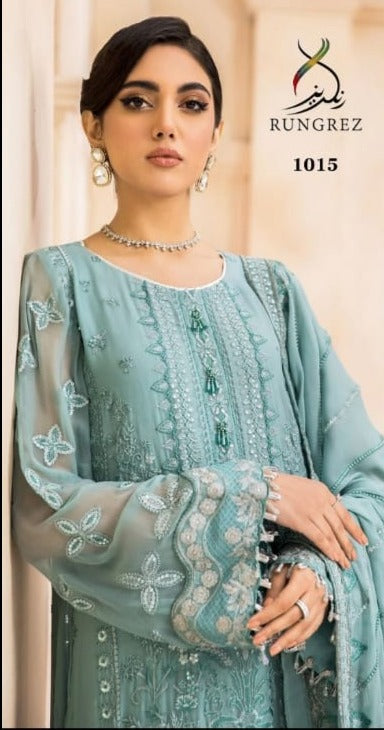 Rungrez Dno 1015 A Georgette With Heavy Embroidery Work Stylish Designer Attractive Look Salwar Kameez
