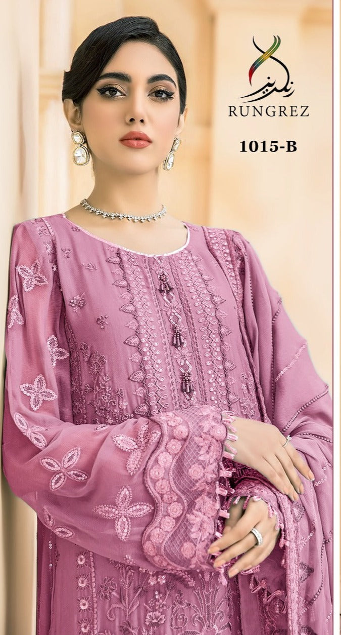 Rungrez Dno 1015 B Georgette With Heavy Embroidery Work Stylish Designer Attractive Look Salwar Kameez