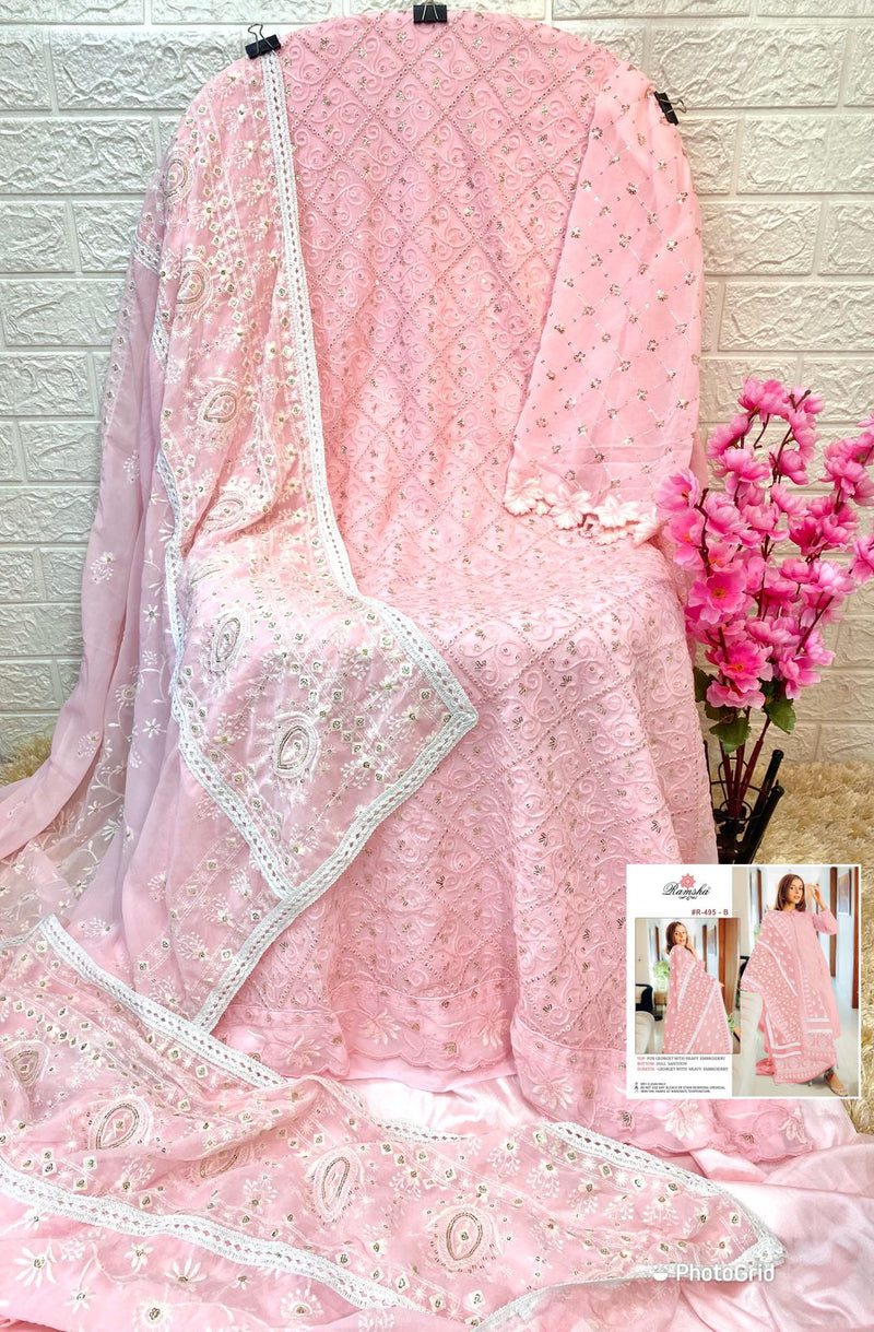 Ramsha Suit Dno 495 Georgette With Heavy Embroidery Work Stylish Designer Casual Look Salwar Kameez