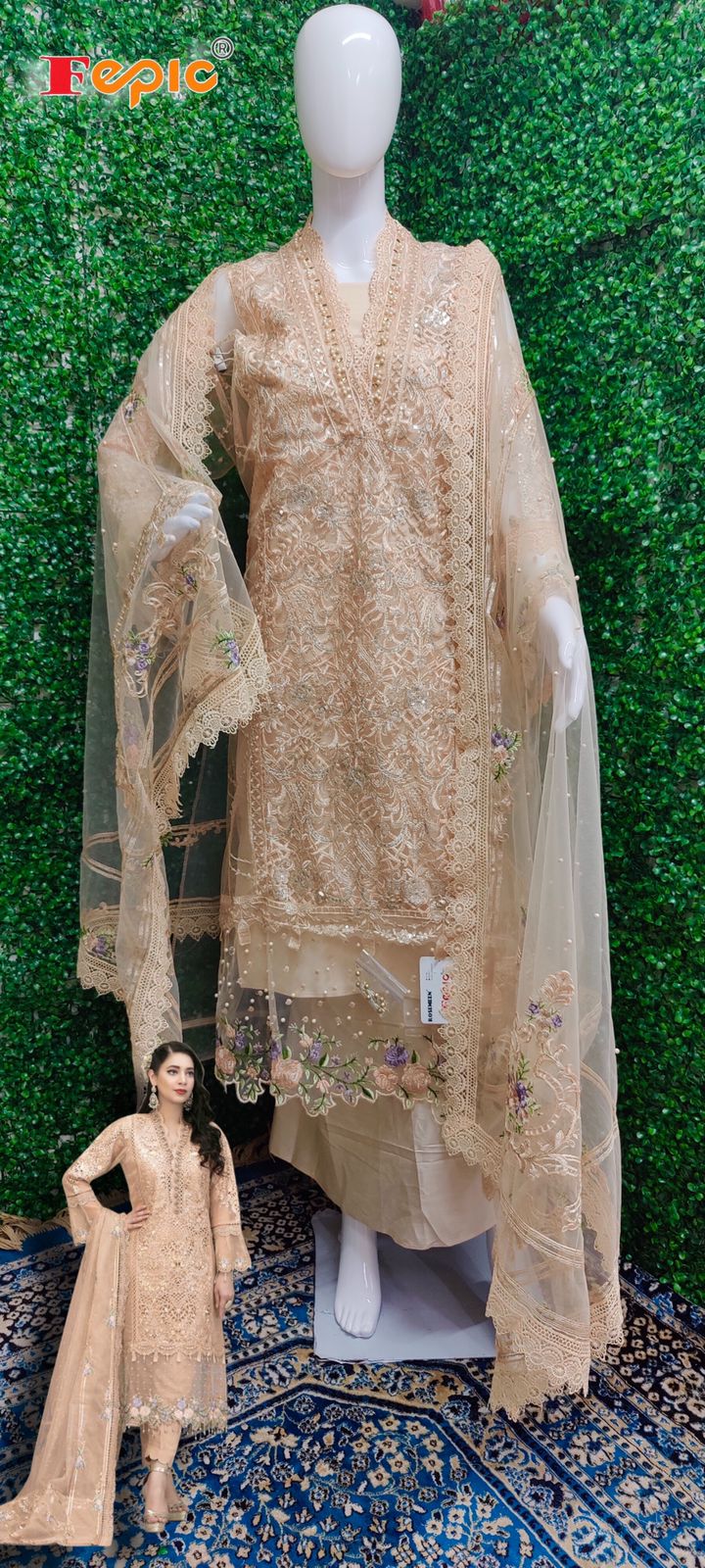 Fepic Rosemeen Dno 1217 F Butterfly Net With Heavy Embroidery Work Stylish Designer Pakistani Fancy Salwar Kameez