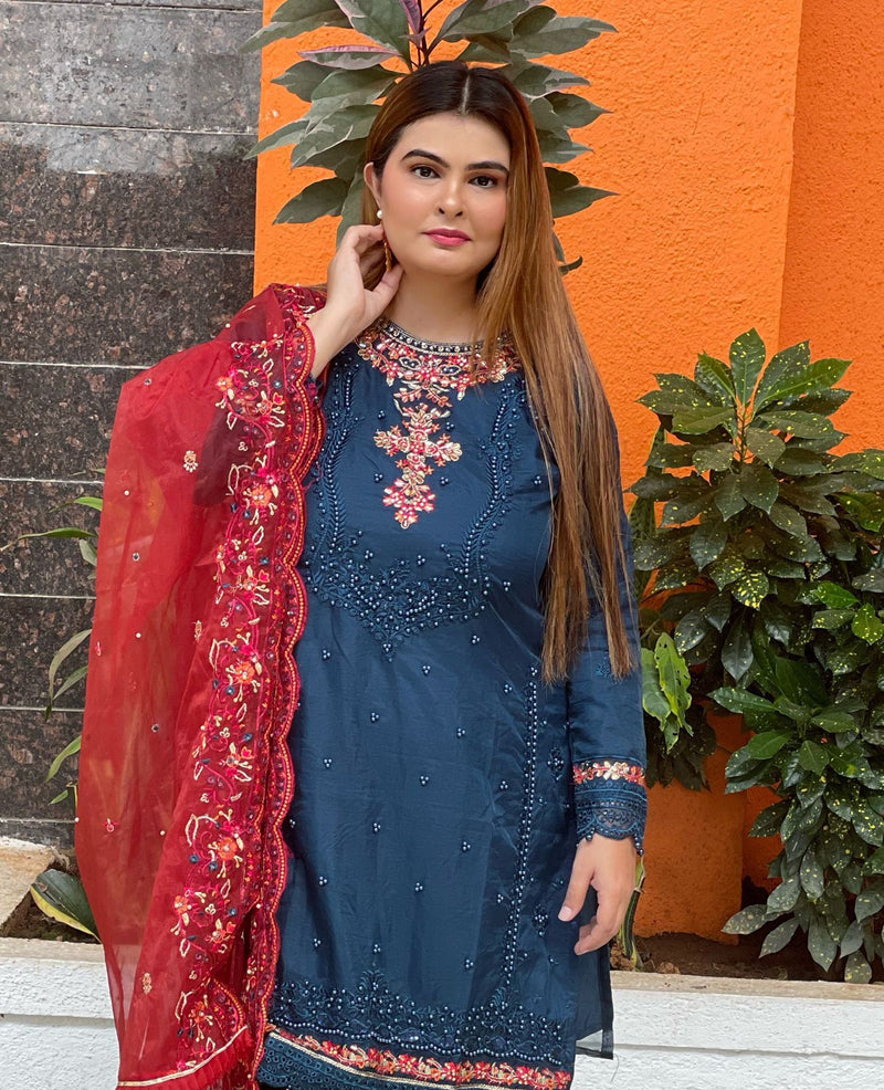Sada Bahar Dno 009 Organza With Heavy Embroidery Work Stylish Designer Fancy Pret Kurti