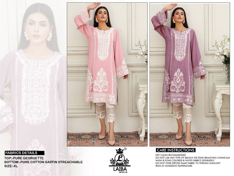 Laiba Dno Am Vol 96 Georgette With Heavy Embroidery Work Stylish Designer Casual Wear Pret Kurti