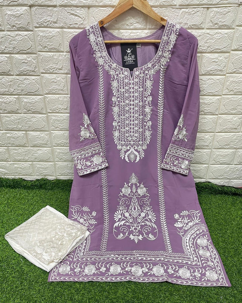 Laiba Dno Am Vol 96 Georgette With Heavy Embroidery Work Stylish Designer Casual Wear Pret Kurti