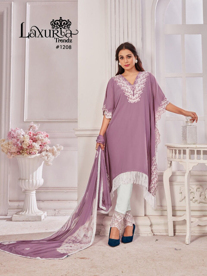 Luxuria Trends Dno 1208 Georgette With Heavy Embroidery Work Stylish Designer Casual Wear Kuti