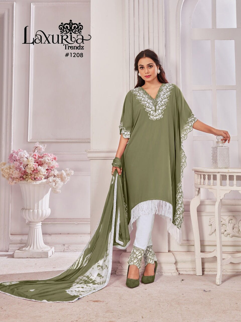Luxuria Trends Dno 1208 Georgette With Heavy Embroidery Work Stylish Designer Casual Wear Kuti