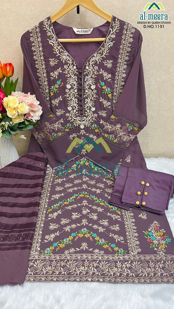 Al Meera Dno 1151 C Georgette With Beautiful Heavy Work Stylish Designer Party Wear Fancy Kurti