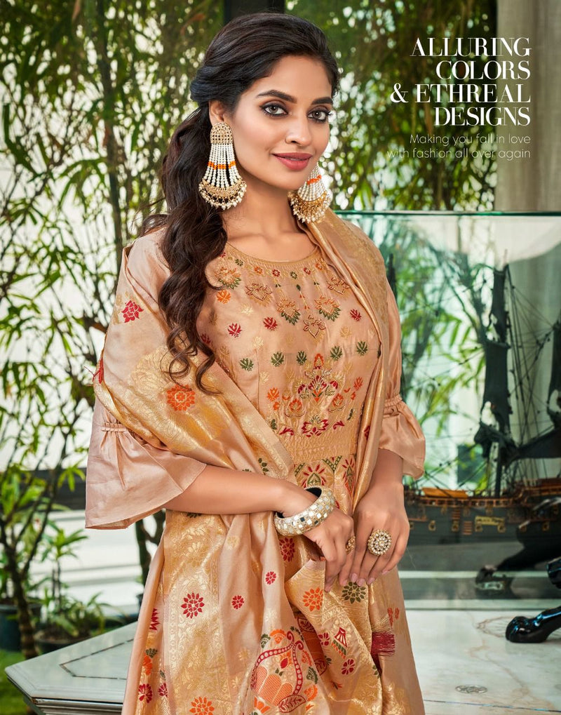 Anju Fabs Phulkari Jacquard Silk With Fancy Hand Work Stylish Designer Casual Look Festive Wear Kurti