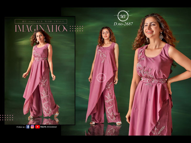 M&M Mallaika 2687 Georgette With Heavy Embroidery Work Stylish Designer Casual Look Fancy Kurti