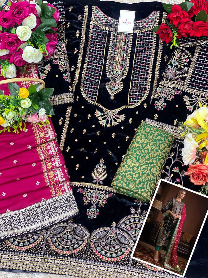 Deepsy Suit Dno 1834 Anaya Vol 2 Velvet With Beautiful Heavy Embroidery Work Stylish Designer Wedding Wear Salwar Kameez